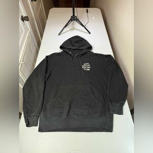 Used Anti Social Club Hoodie Large Black Pullover Street Wear Sz L